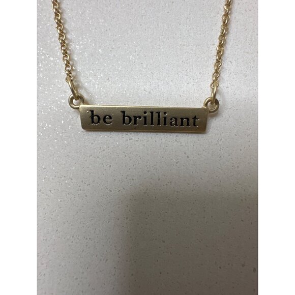 Be Brilliant Necklace Gold Tone Chain w/ Extender Inspirational Bar Pendant - Picture 2 of 3